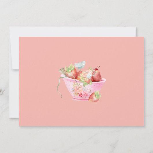 Aardbei Vrijgezellenfeest Tea Party Kaart (Achterkant)