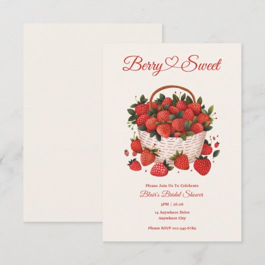 Aardbei Vrijgezellenfeest Tuin Feest Kaart (Voorkant / Achterkant)