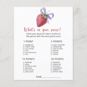 Aardbei - Wat zit er in je tas baby shower spel