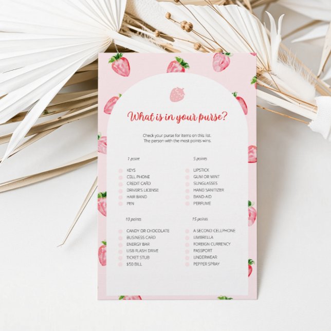 Aardbei Wat zit er in je tas Baby shower spel (Creator heeft geüpload)