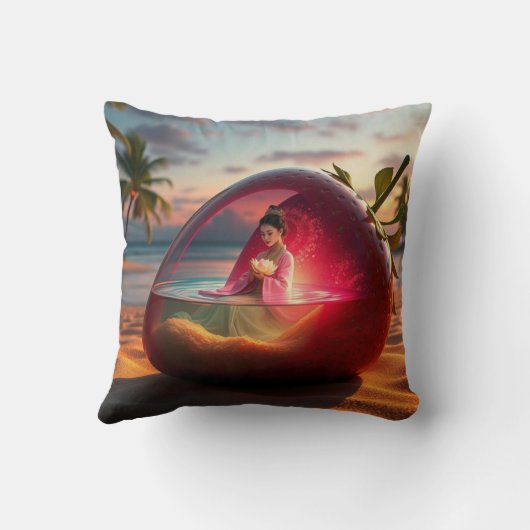 Aardbei Waterlilly Princess & Paarse Neon Dream Kussen (Achterkant)