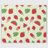 Aardbei ,Watermeloen en Rode Popsicles Cadeaupapier (Vlak)