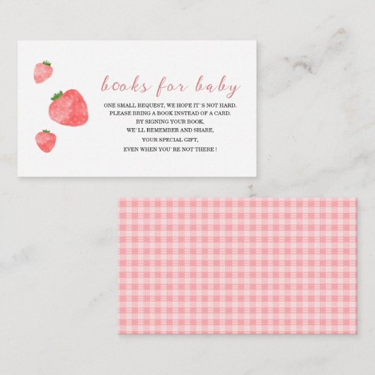 Aardbei Waterverf baby shower boeken voor baby Informatiekaartje (Voorkant / Achterkant)