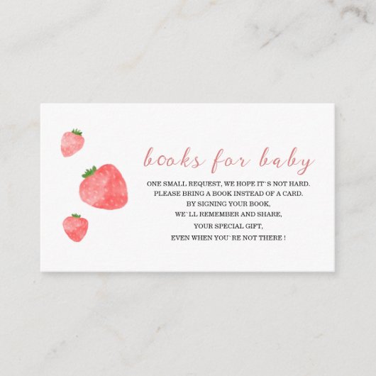 Aardbei Waterverf baby shower boeken voor baby Informatiekaartje (Voorkant)