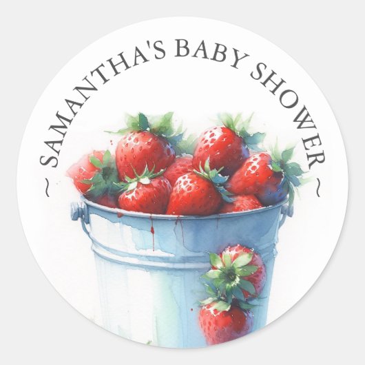 Aardbei Waterverf Baby shower Ronde Sticker (Voorkant)