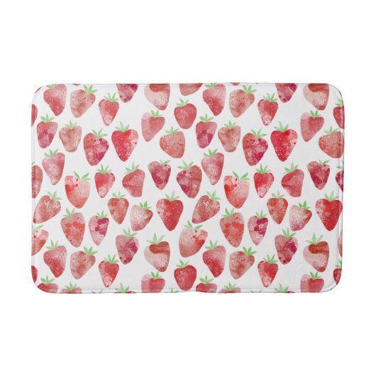 Aardbei-Waterverf Badmat (Voorkant)