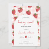 Aardbei Waterverf Berry Sweet Girl Baby shower Kaart (Voorkant)