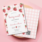 Aardbei Waterverf Berry Sweet Girl Baby shower Kaart