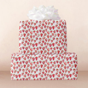 Aardbei-Waterverf Cadeaupapier