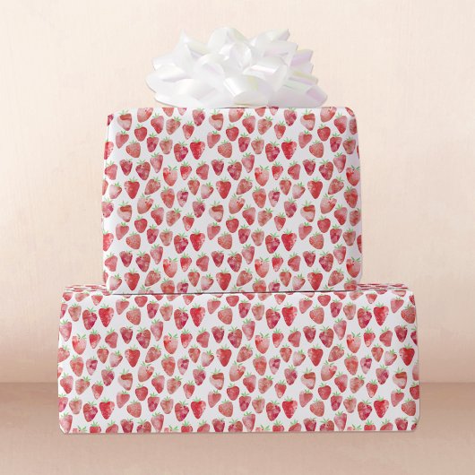 Aardbei-Waterverf Cadeaupapier