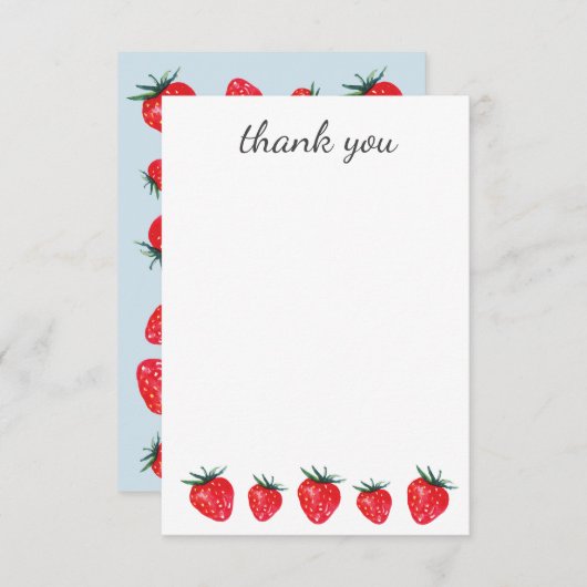 Aardbei-Waterverf Dank u wel notities (Voorkant / Achterkant)