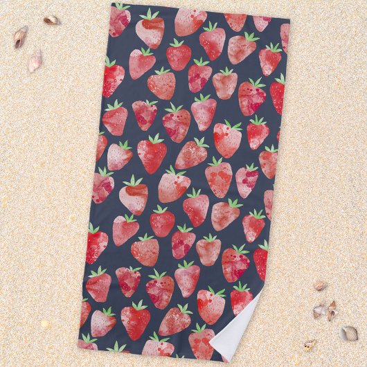 Aardbei Waterverf Fruit Dark Strandlaken
