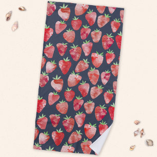 Aardbei Waterverf Fruit Donker Strandlaken
