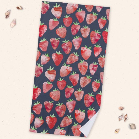 Aardbei Waterverf Fruit Donker Strandlaken