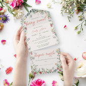 Aardbei Waterverf Genderneutraal Baby shower All In One Uitnodiging