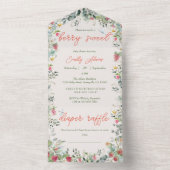 Aardbei Waterverf Genderneutraal Baby shower All In One Uitnodiging (Binnen)