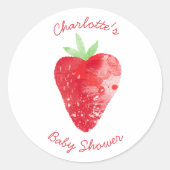 Aardbei Waterverf gepersonaliseerd Baby shower Ronde Sticker (Voorkant)