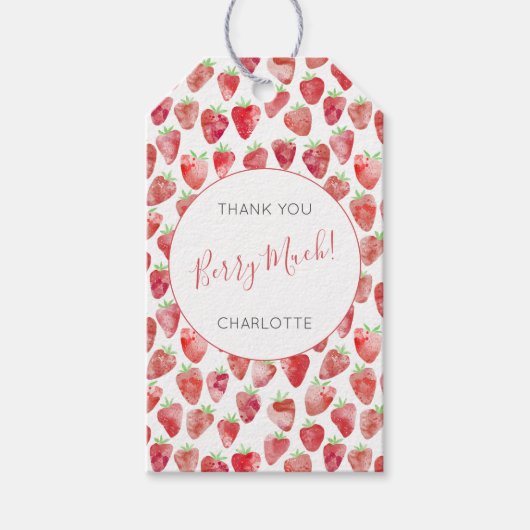 Aardbei Waterverf gepersonaliseerd dank u Cadeaulabel (Voorkant)