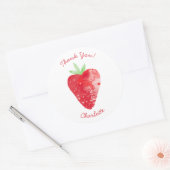 Aardbei Waterverf gepersonaliseerd dank u Ronde Sticker (Envelop)