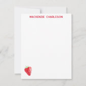 Aardbei-waterverf gepersonaliseerd notitiekaartje (Achterkant)