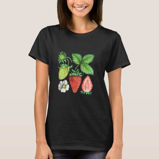 Aardbei Waterverf Illustratie T-shirt (Voorkant)