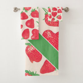 Aardbei Waterverf Kleurrijk Patroon Bad Handdoek