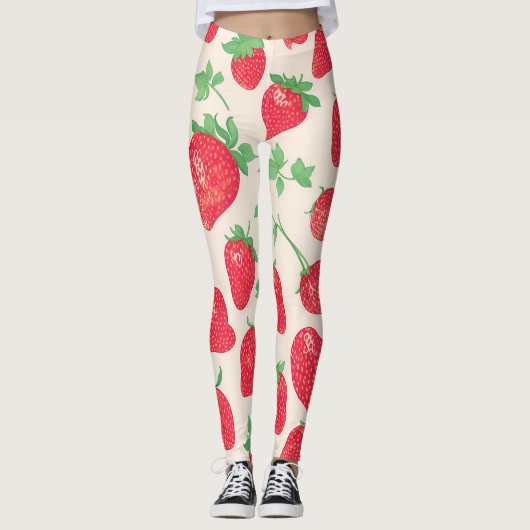 Aardbei Waterverf Kleurrijk Patroon Leggings (Voorkant)