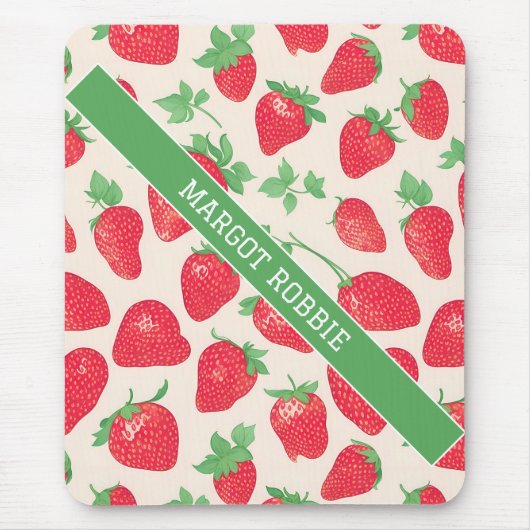 Aardbei Waterverf Kleurrijk Patroon Muismat (Voorkant)