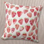 Aardbei-Waterverf Kussen<br><div class="desc">Een heerlijk patroon van de waterverf van aardbeien in rode,  roze en witte aardbeien. Originele kunst van Nic Squirrell.</div>