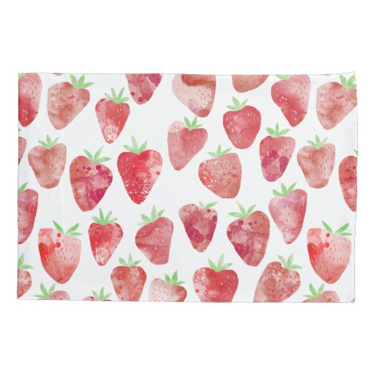 Aardbei-Waterverf Kussensloop (Achterkant-Links)