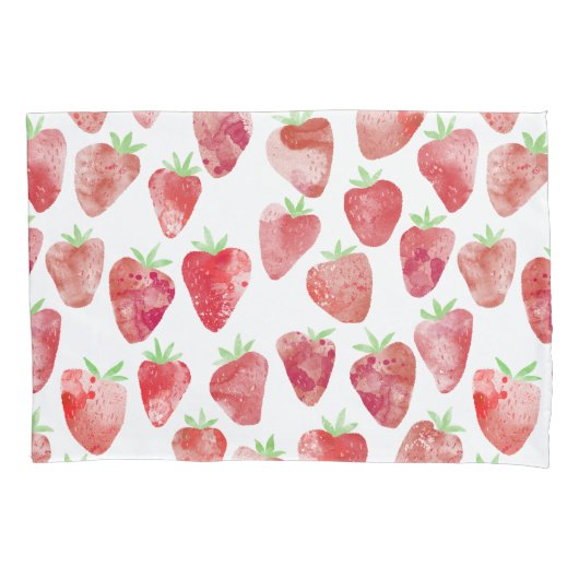 Aardbei-Waterverf Kussensloop (Voorkant-Links)