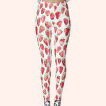 Aardbei-Waterverf Leggings<br><div class="desc">Het patroon van de waterverf van zoete aardbeien in rood,  roze en wit. Originele kunst van Nic Squirrell.</div>