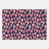 Aardbei Waterverf Navy Blue Inpakpapier Vel (Voorkant 2)