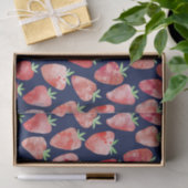 Aardbei Waterverf Navy Blue Tissuepapier (Geschenk)