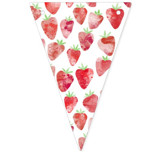 Aardbei Waterverf Party Vlaggetjes (Eerste vlag)