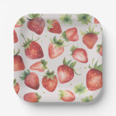 Aardbei Waterverf Pattern Papieren Bordje (Voorkant)