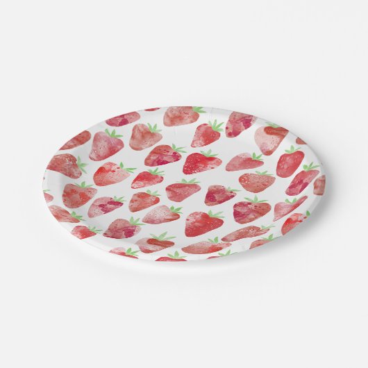 Aardbei Waterverf Pattern Papieren Bordje (Gekanteld)