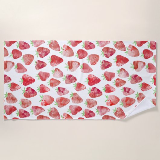 Aardbei-Waterverf Strandlaken (Voorkant)