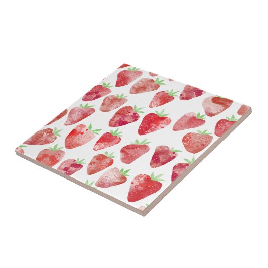 Aardbei-Waterverf Tegeltje (Zijkant)