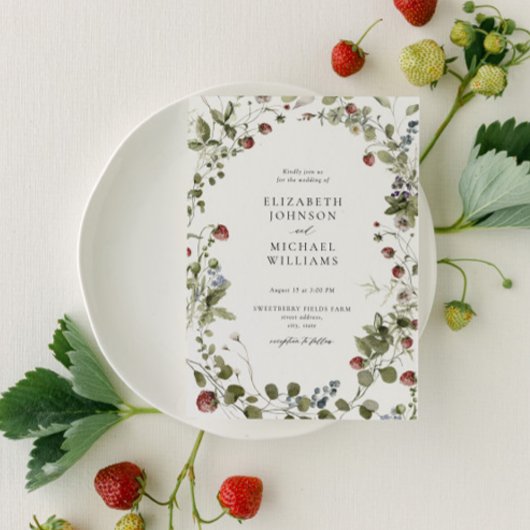  aardbei Waterverf Zomer bruiloft Kaart