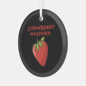 Aardbei Whisperer Glas Ornament (Voorkant links)