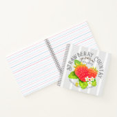 Aardbei White Grey Strips Design. Notitieboek (Binnen)
