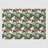 Aardbei Witte Bloem Groene Blad Bloemendruk  Tissuepapier (Voorkant)