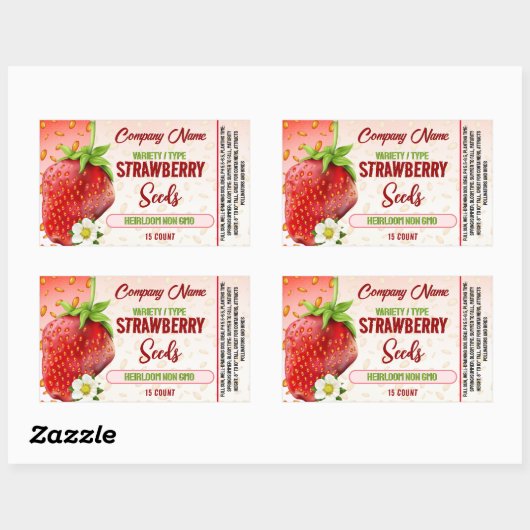 Aardbei Zaadlabel Rechthoekige Sticker (Vel)