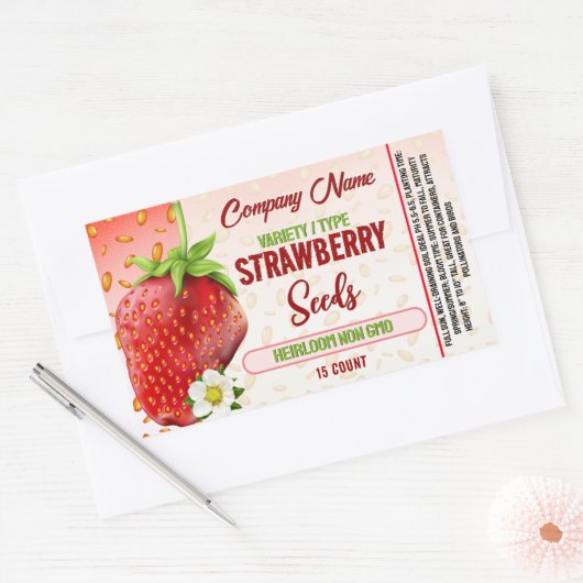Aardbei Zaadlabel Rechthoekige Sticker (Envelop)