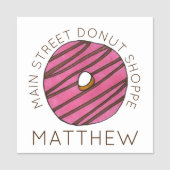 Aardbei Zebra Stripe Donut Doughnut Pastry Naamplaatje (Voorkant)