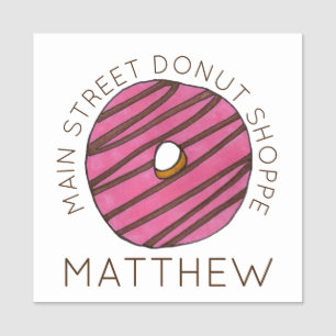 Aardbei Zebra Stripe Donut Doughnut Pastry Naamplaatje