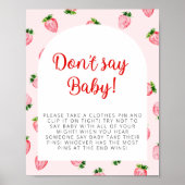 Aardbei zeg geen Baby Baby shower Poster (Voorkant)