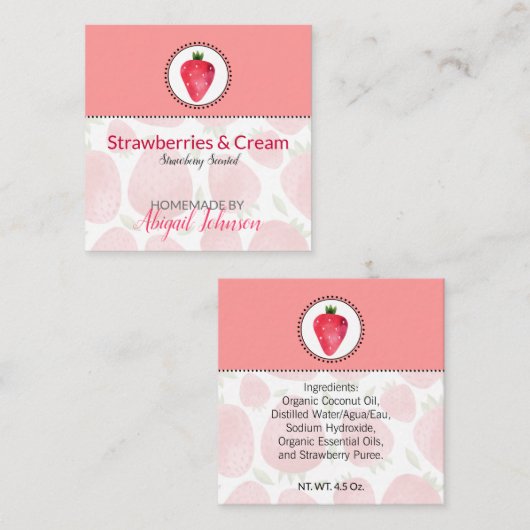 Aardbei Zelfgemaakt Bad & Body Label | LABEL (Voorkant / Achterkant)