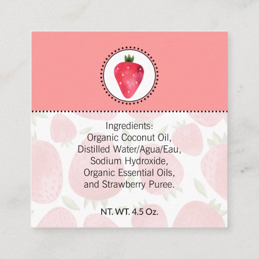 Aardbei Zelfgemaakt Bad & Body Label | LABEL (Achterkant)